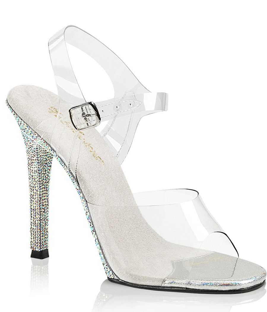 Sandales transparentes à talon stiletto avec semelle strassée Fabulicious GALA-08DM Sandales transparentes à talon stiletto avec semelle strassée Fabulicious GALA-08DM