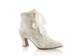 Bottines champagne vintage Fabulicious Victorian 30 en dentelle brillante pour shows burlesques.