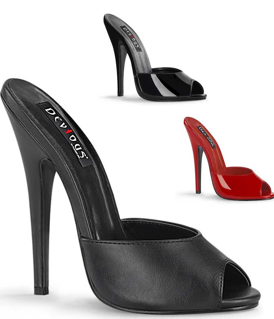 Mules noires mates à talon haut Devious DOMINA-101