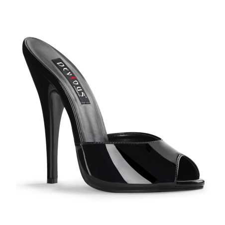 Mules noires vernies à talon haut Devious DOMINA-101