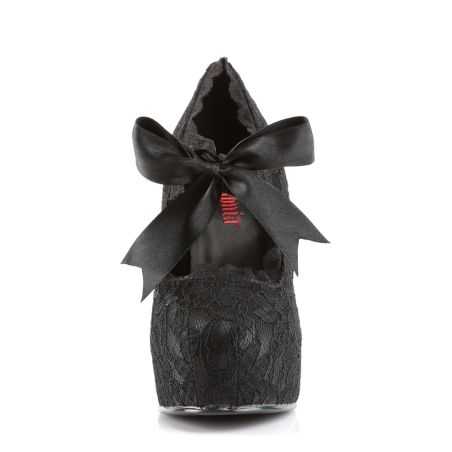 Chaussures style dark romance noir mat à plateforme et brides croisées DEMON-11
