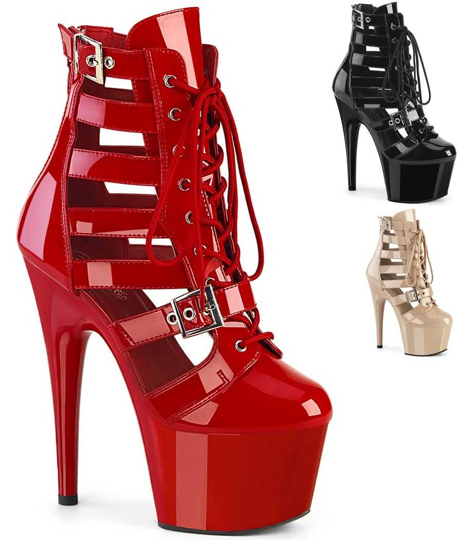 Bottines de pole dance de luxe Pleaser Adore 1013MST à talons hauts de 17cm et plateformes transparentes LBDHT.