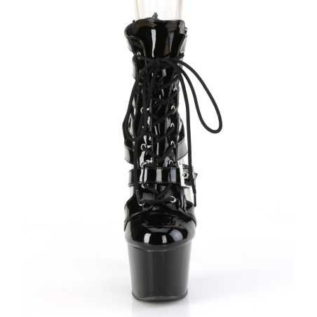 Bottines de cabaret noir miroir à fermeture éclair latérale pour toutes les morphologies LBDHT.