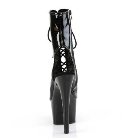 Bottines fétiches noir miroir au style glamour et sensuel pour toutes les morphologies LBDHT.