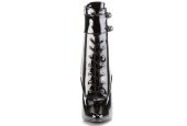 Bottines fétichistes noir brillant à lacets et talons fins en grandes pointures inclusives LBDHT. Bottines fétichistes noir brillant à lacets et talons fins en grandes pointures inclusives LBDHT.
