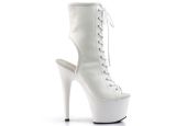 Bottines de clubbing haut de gamme blanc mat offrant une cambrure provocante pour la scène. Bottines de clubbing haut de gamme blanc mat offrant une cambrure provocante pour la scène.