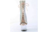 Bottines de luxe à plateformes transparentes et tige scintillante en strass argentés en tailles inclusives LBDHT. Bottines de luxe à plateformes transparentes et tige scintillante en strass argentés en tailles inclusives LBDHT.