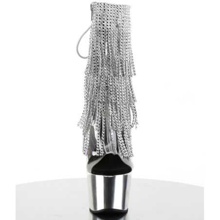Bottines de luxe à plateformes chromées argentées et tige en vinyle transparent en tailles inclusives LBDHT.