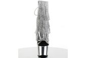 Bottines de luxe à plateformes chromées argentées et tige en vinyle transparent en tailles inclusives LBDHT. Bottines de luxe à plateformes chromées argentées et tige en vinyle transparent en tailles inclusives LBDHT.