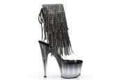 Bottines de clubbing haut de gamme noir métallique au design audacieux pour cabaret et pole exotique.