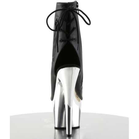Bottines fétiches mat noir ajustables au mollet adaptées à toutes les morphologies pour shows drag.