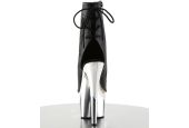Bottines fétiches mat noir ajustables au mollet adaptées à toutes les morphologies pour shows drag.