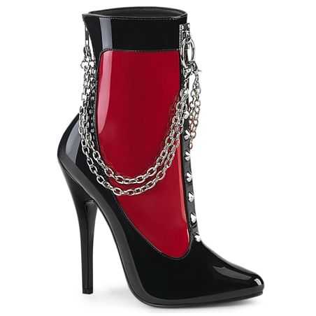 Bottines fétiches de luxe Devious Domina 1033 à talons aiguilles extrêmes de 15cm et laçage frontal LBDHT.