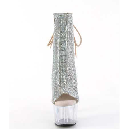 Bottines de luxe à plateformes transparentes et tige scintillante en strass dorés en tailles inclusives LBDHT.