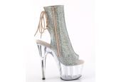 Bottines de clubbing haut de gamme strass dorés avec zip latéral pour shows de cabaret et pole exotique.