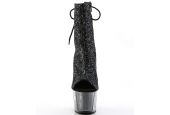 Bottines de luxe à paillettes noires et bout ouvert disponibles en grandes tailles inclusives LBDHT.
