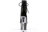 Bottines fétiches noir pailleté à fermeture éclair latérale adaptées à toutes les morphologies.