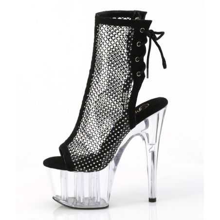 Bottines de scène noires à strass et dos lacé pour spectacles visuels et drag queens LBDHT.