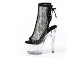 Bottines de scène noires à strass et dos lacé pour spectacles visuels et drag queens LBDHT.
