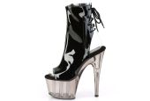 Bottines de scène noir brillant à effet dégradé avec fermeture éclair latérale pour spectacles drag. Bottines de scène noir brillant à effet dégradé avec fermeture éclair latérale pour spectacles drag.