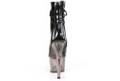Bottines fétiches noir miroir à lacets arrière ajustables adaptées à toutes les morphologies d'artistes. Bottines fétiches noir miroir à lacets arrière ajustables adaptées à toutes les morphologies d'artistes.