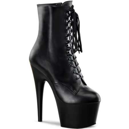 Bottines en cuir noir de pole dance Pleaser Adore 1020 à talons aiguilles et bout fermé classique.