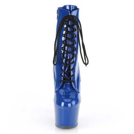 Bottines bleu roi brillant de luxe à plateformes et lacets frontaux en tailles inclusives LBDHT.