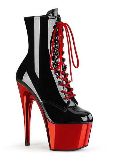 Bottines à Contrastes ADORE-1020 : Noir Vernis, Rouge et Or Éclatant