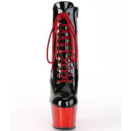 Bottines laquées noires de luxe à semelle contrastée rouge brillant en grandes tailles inclusives LBDHT.
