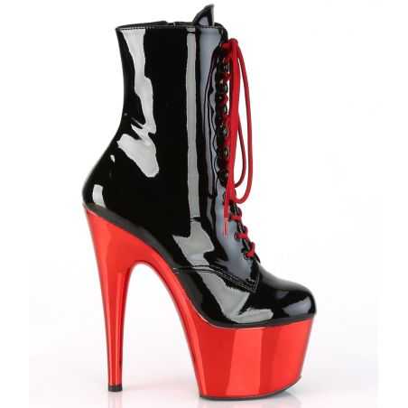 Bottines de clubbing haut de gamme bicolores noir et rouge pour cabaret et pole dance exotique.