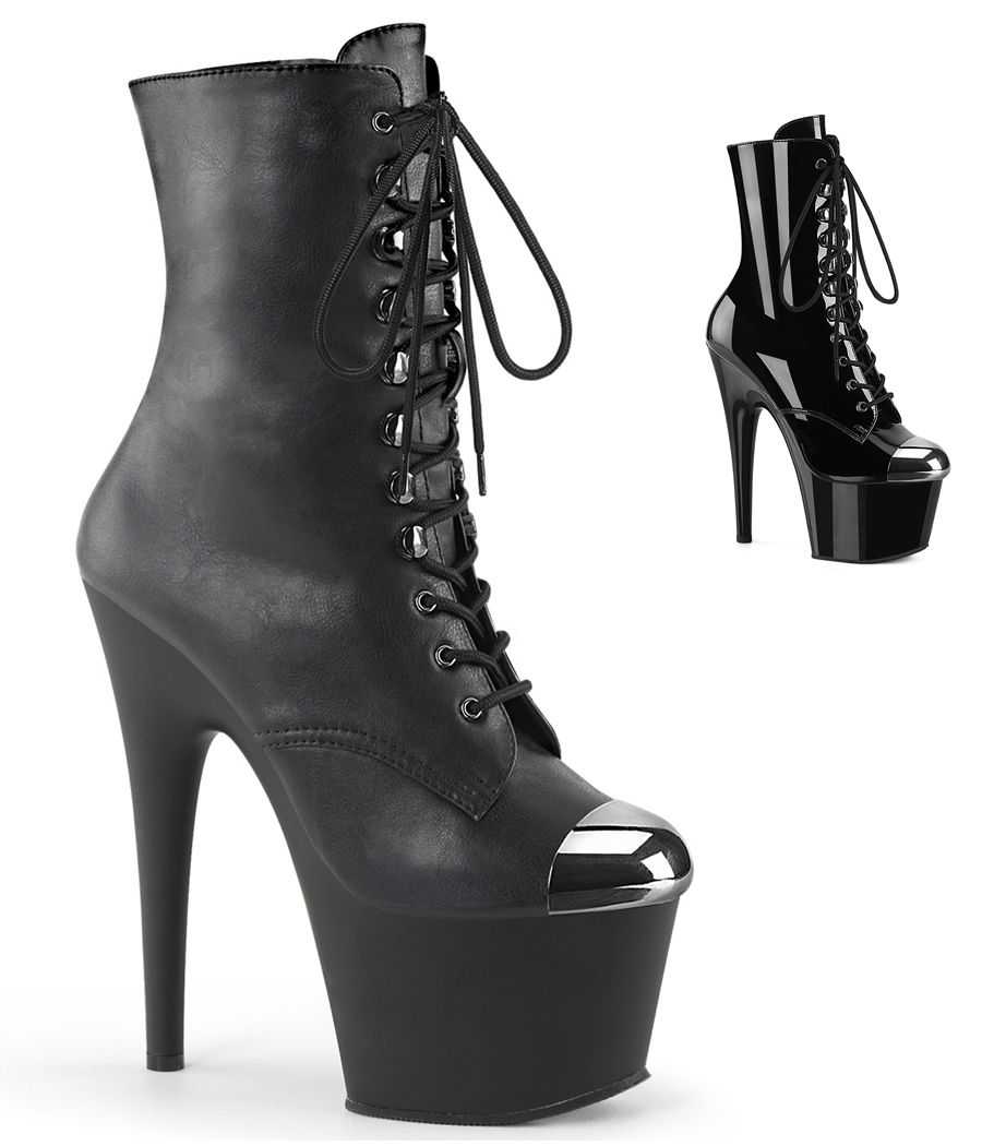 Bottines plateforme à embout renforcé avec lacets et zip latéral talon 18 cm