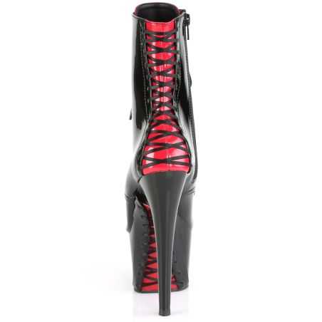 Bottines sexy à lacets corset inversés et plateforme 7 cm bicolore