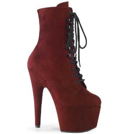 Bottines à plateforme en suédine rouge bordeaux foncé