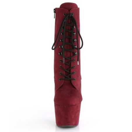 Bottines pole dance bordeaux talon 18 cm aspect velours