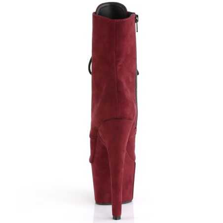 Bottines sexy bordeaux à lacets plateforme 7 cm