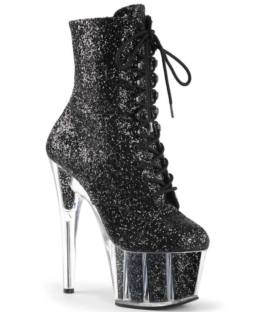 Bottines à plateforme recouvertes de paillettes scintillantes argentées Bottines à plateforme recouvertes de paillettes scintillantes argentées