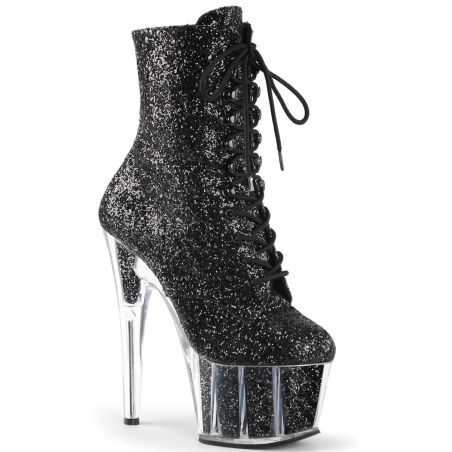 Bottines à plateforme recouvertes de paillettes scintillantes argentées
