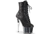 Bottines à plateforme recouvertes de paillettes scintillantes argentées Bottines à plateforme recouvertes de paillettes scintillantes argentées