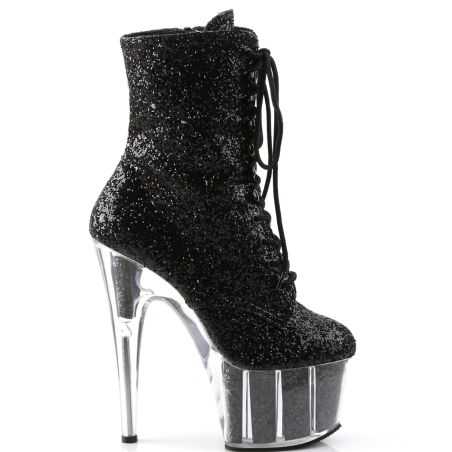 Bottines de scène pour modèles transgenres à texture pailletée