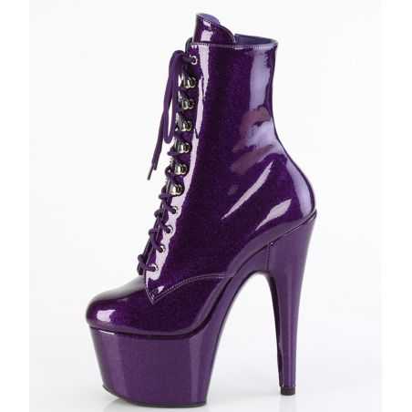 Bottines de spectacle violet brillant grande taille plateforme 7 cm