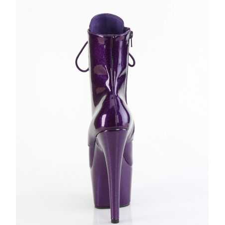 Bottines sexy à lacets violet électrique pailleté haute brillance