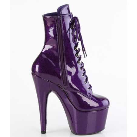 Bottines de scène pour modèles transgenres vernis violet pailleté