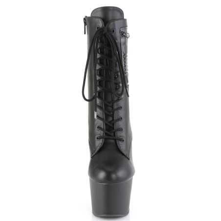 Bottines pole dance noir mat avec rangement zippé talon 18 cm