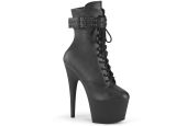 Bottines à plateforme noir mat avec rangées de clous métalliques et bride Bottines à plateforme noir mat avec rangées de clous métalliques et bride