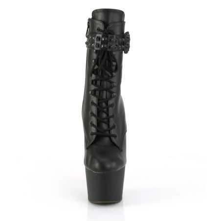 Bottines pole dance noir clouté avec sangle de cheville talon 18 cm