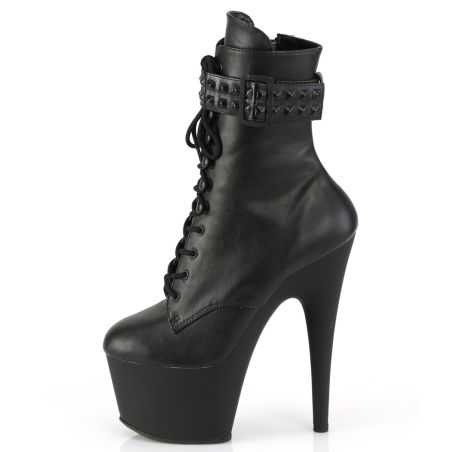 Bottines de spectacle grande taille similicuir noir clouté plateforme 7 cm