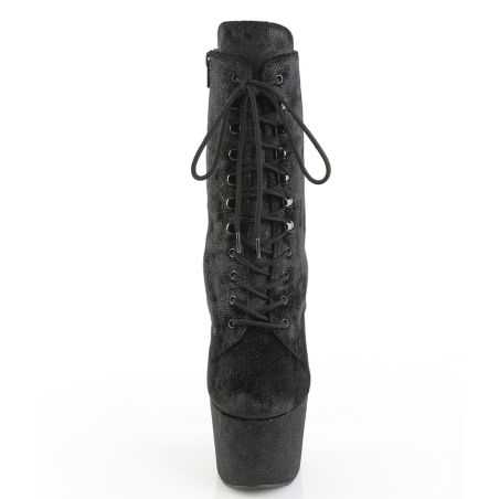 Bottines pole dance noir brillant discret tissu wrap talon 18 cm