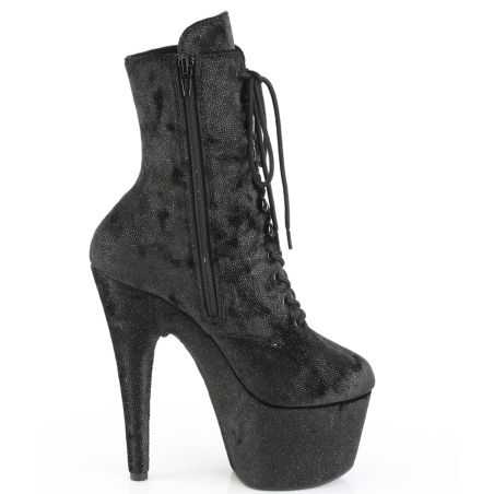 Bottines de scène pour modèles transgenres noir scintillant et plateforme