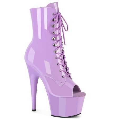 Bottines à plateforme lavande verni bout ouvert nuances pastel