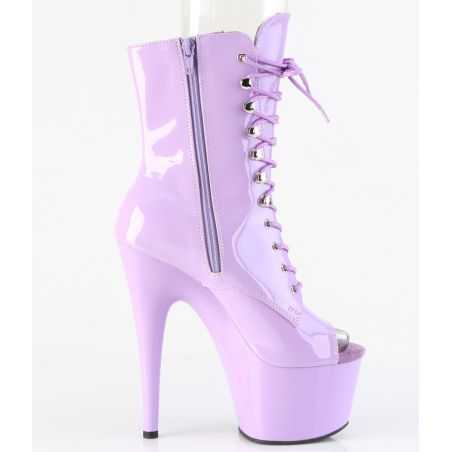 Bottines de scène pour modèles transgenres lavande verni bout ouvert